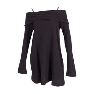 Isa Arfen Off-Shoulder Mini Dress in Black Wool